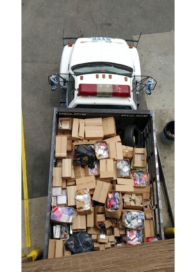 The 83rd Precinct Tweeted, "A truckload of drug paraphernalia  and more to go to the lab. Thank you Department of Finance."